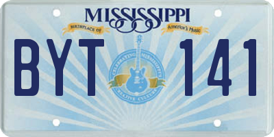 MS license plate BYT141