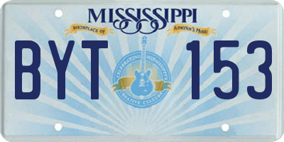 MS license plate BYT153