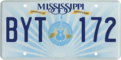 MS license plate BYT172