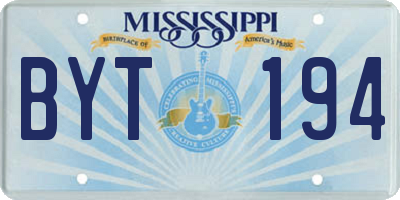 MS license plate BYT194