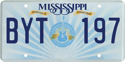 MS license plate BYT197