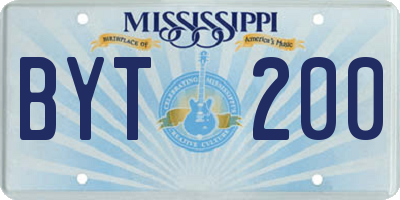 MS license plate BYT200