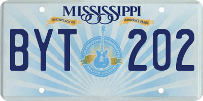 MS license plate BYT202
