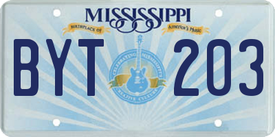 MS license plate BYT203
