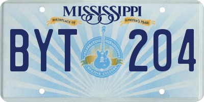 MS license plate BYT204