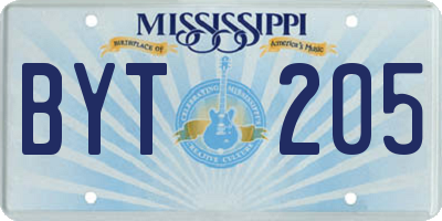 MS license plate BYT205