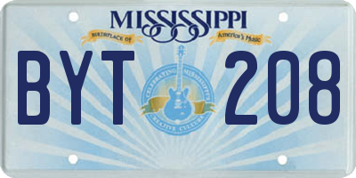 MS license plate BYT208