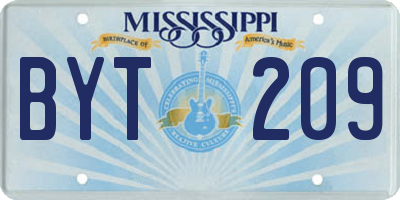 MS license plate BYT209