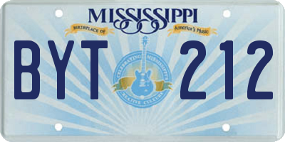 MS license plate BYT212