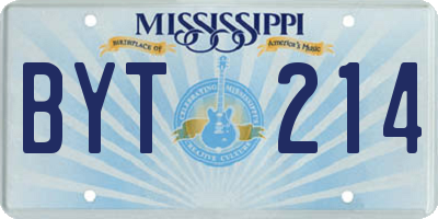 MS license plate BYT214