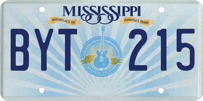 MS license plate BYT215