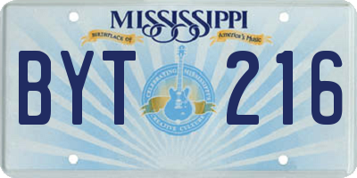 MS license plate BYT216