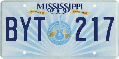 MS license plate BYT217