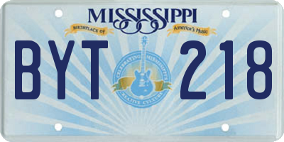 MS license plate BYT218