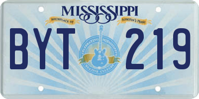MS license plate BYT219