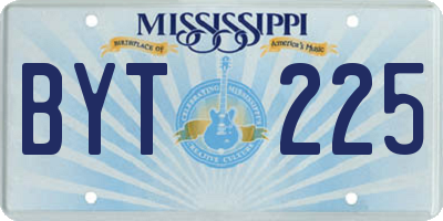MS license plate BYT225