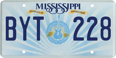 MS license plate BYT228