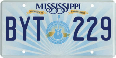 MS license plate BYT229