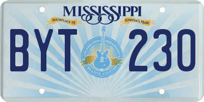 MS license plate BYT230