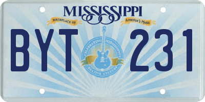 MS license plate BYT231