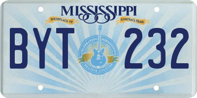 MS license plate BYT232