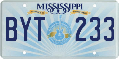 MS license plate BYT233