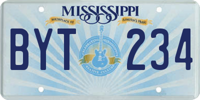 MS license plate BYT234