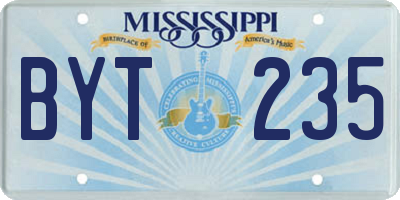 MS license plate BYT235