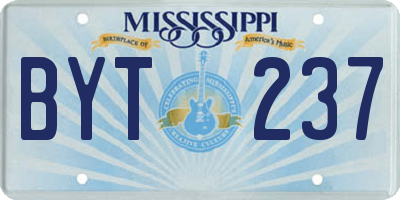 MS license plate BYT237