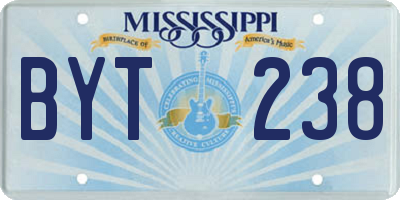 MS license plate BYT238