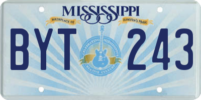 MS license plate BYT243