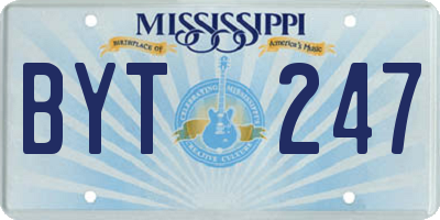 MS license plate BYT247
