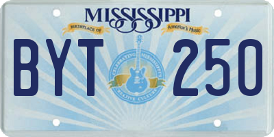 MS license plate BYT250