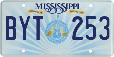 MS license plate BYT253