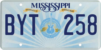 MS license plate BYT258