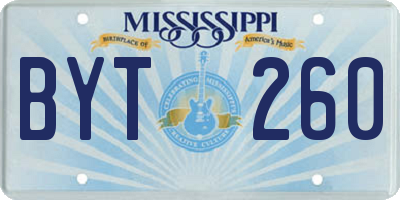 MS license plate BYT260