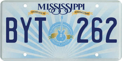 MS license plate BYT262