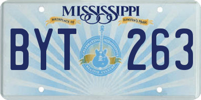 MS license plate BYT263