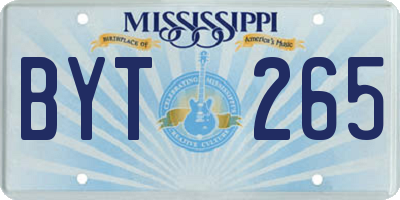 MS license plate BYT265