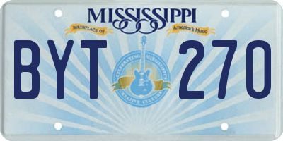 MS license plate BYT270