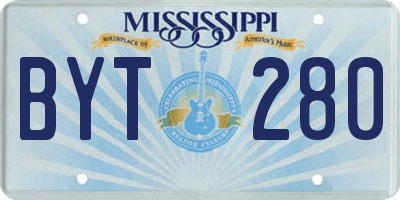 MS license plate BYT280