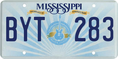 MS license plate BYT283