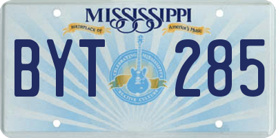 MS license plate BYT285