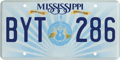 MS license plate BYT286