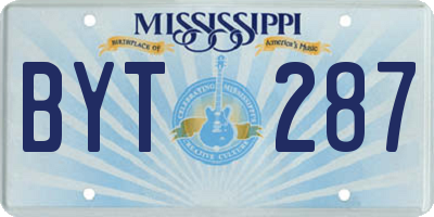 MS license plate BYT287