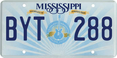 MS license plate BYT288