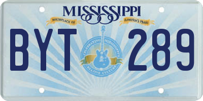 MS license plate BYT289
