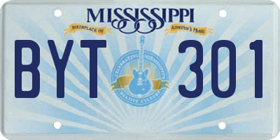 MS license plate BYT301