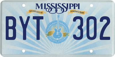 MS license plate BYT302