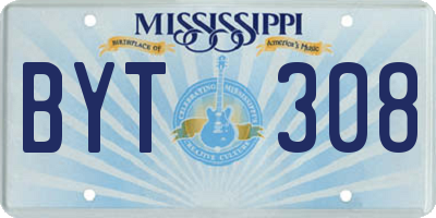 MS license plate BYT308